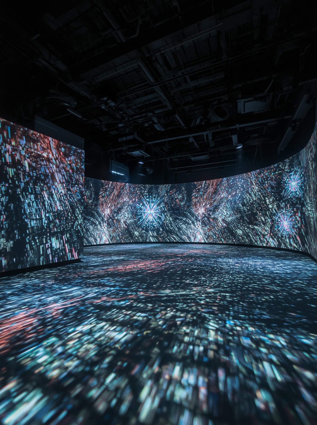Immersive digital art exhibition with large-scale projection