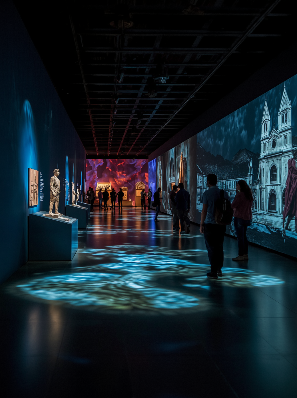 Immersive projection and interactive experience in a museum exhibition space
